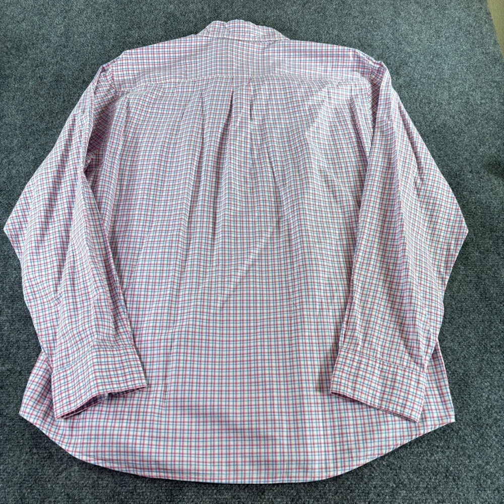 johnnie-O Button Down Shirt Mens XL Red Blue Check Egyptian Cotton Long Sleeve - Picture 2 of 7